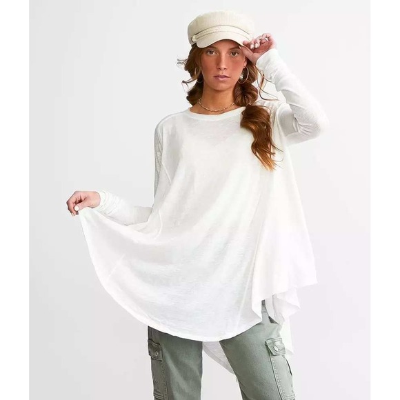 Free People Tops - We The Free People Large Aria Trapeze Top Knit Long Sleeve White Boho Oversized